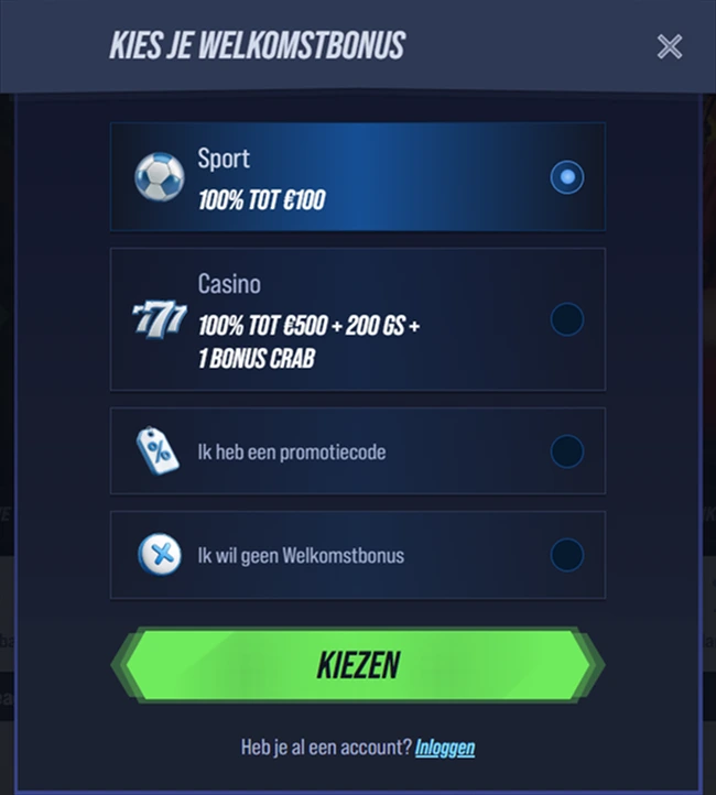 VegasHero Casino welcome bonus: 100% up to €100 for sports