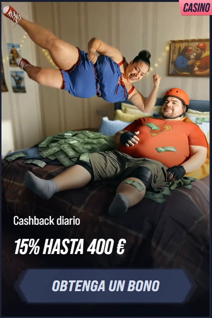 VegasHero Casino 15% cashback bonus up to €400 banner