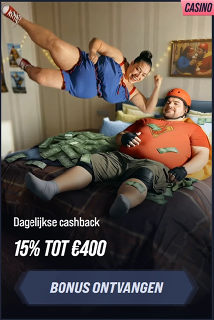 VegasHero Casino: 15% cashback up to €400 bonus offer