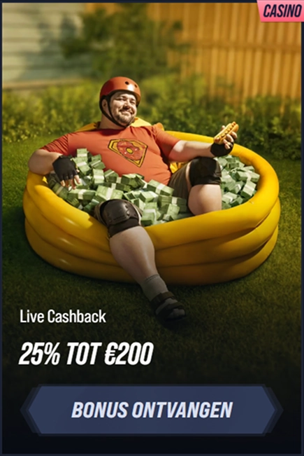 VegasHero Casino live cashback bonus 25% up to €200