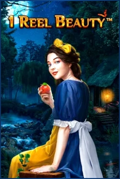 Snow White holding a red apple in a dark forest, 1 Reel Beauty slot