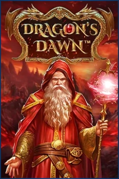 Dragon's Dawn slot game with a wizard holding a staff
